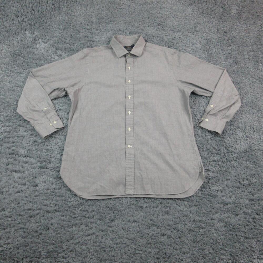 Polo Ralph Lauren Shirt Mens 17 34/35 Black Check Slim Fit Dress Long Sleeve